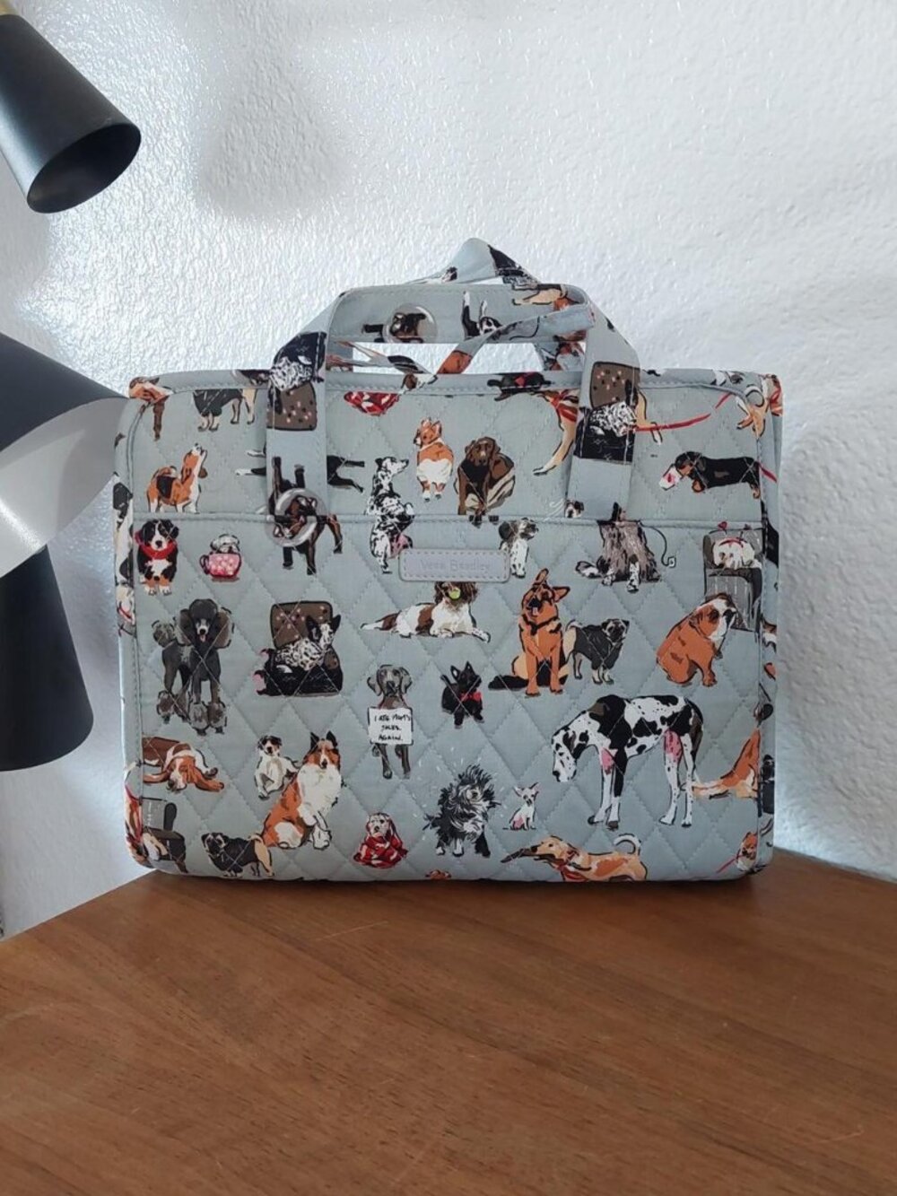 Vera Bradley Grand Hanging Travel Organizer Bag Dog Show Gray Quilted Cotton #ma